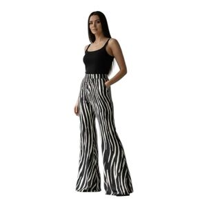 Nocturne Black White Geometric Swirl Wide Leg Pants Size XS NWT